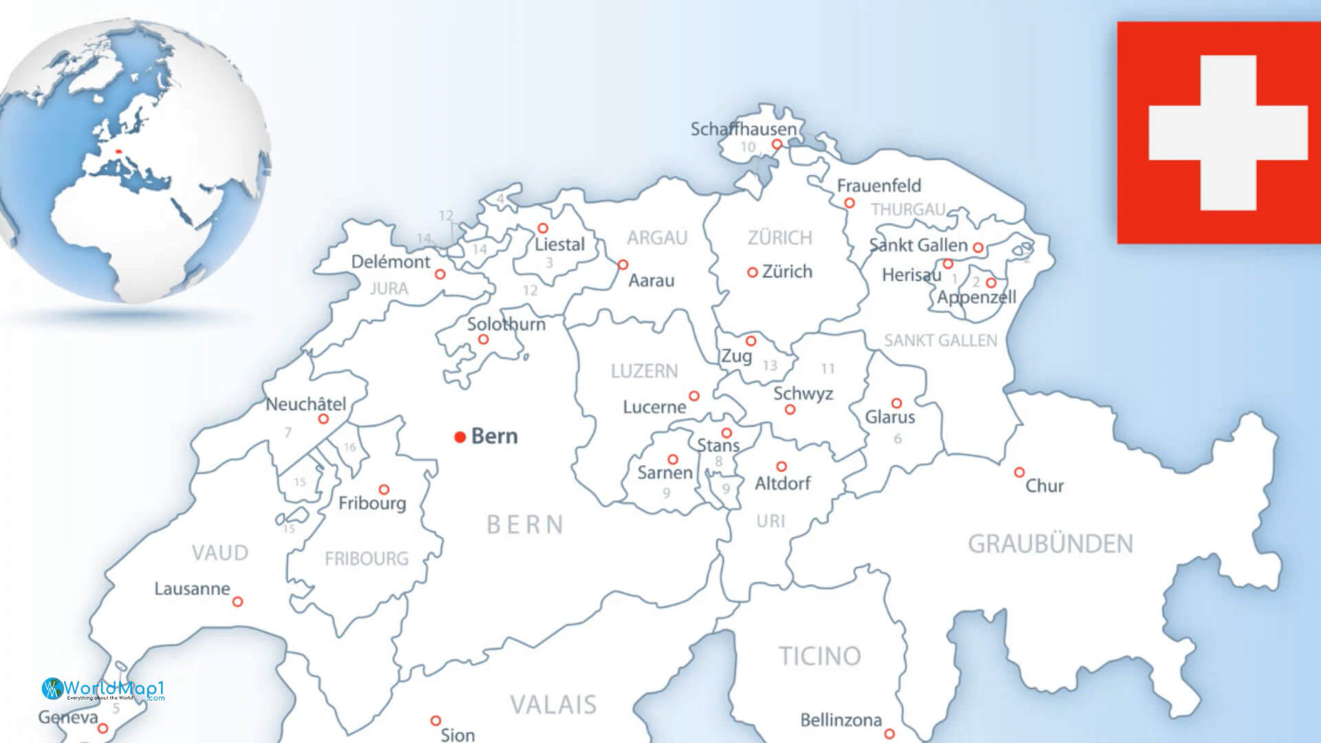 Switzerland Location Map in the World